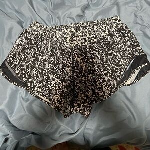 White and black lululemon hotty hot shorts